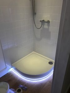 During the conversion from office to annex - close up of the shower room